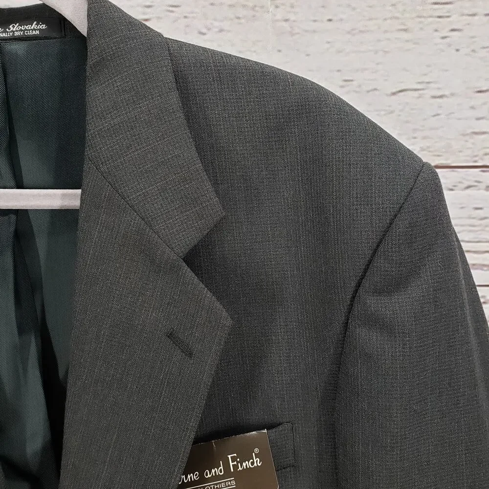 Kilburne and Finch Men's Gray Pinstriped Wool Blend Blazer Jacket Size 43R/W37